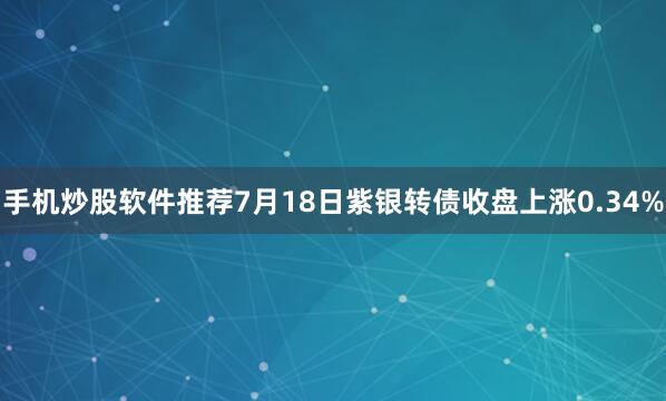 手机炒股软件推荐7月18日紫银转债收盘上涨0.34%